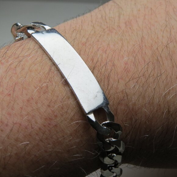 *925 Sterling Silver Men's Cuban ID Bracelet